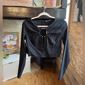Zara NWT black top with ring